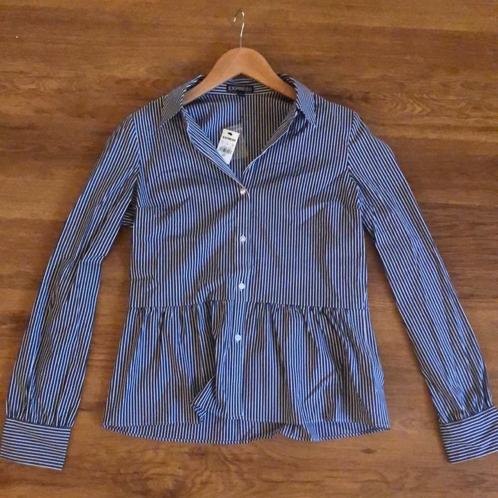 Express button down ruffled bottom shirt